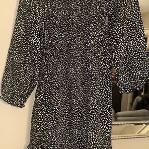 Market & Spruce Kids Black and White Leaf Print Dress